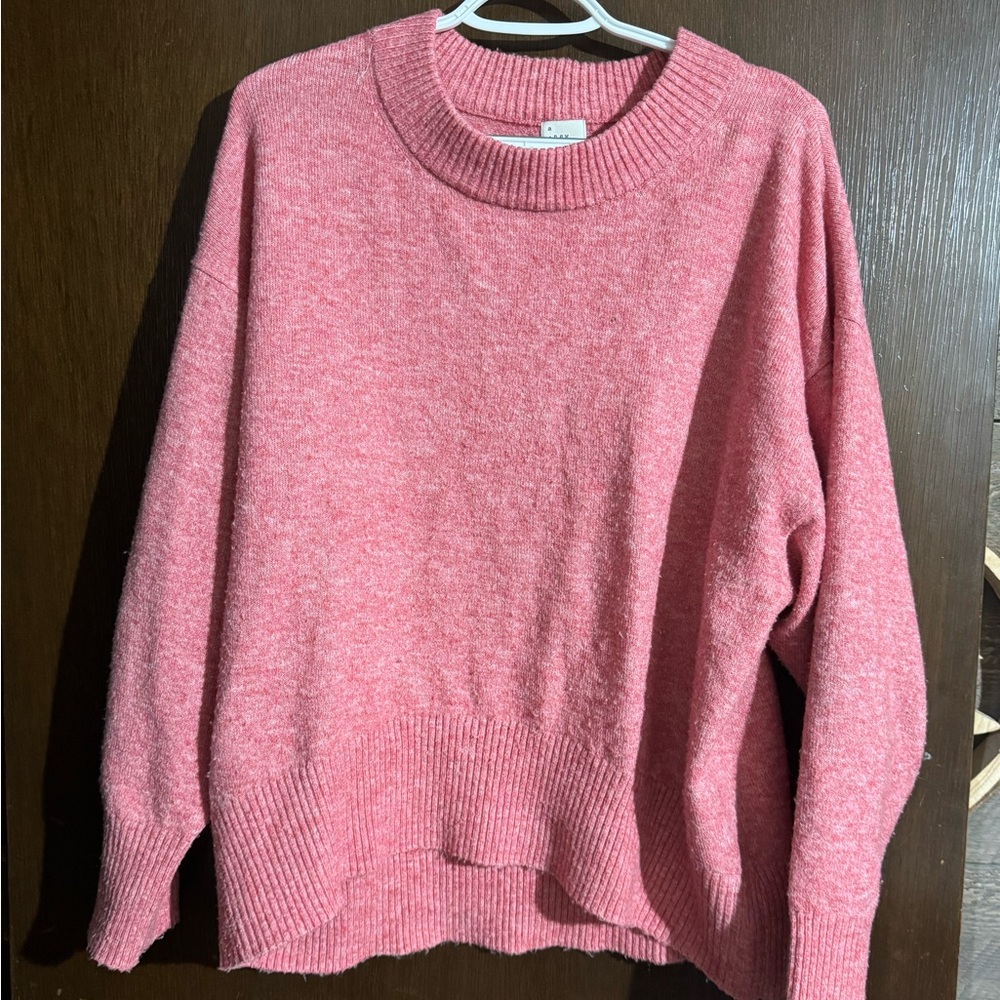 A New Day Pink Crew Neck Sweater Cozy Knit